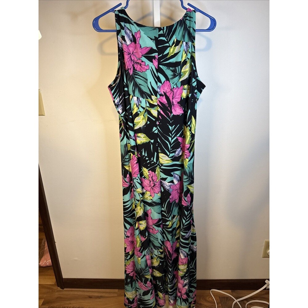 NEW Attitudes by Renee Floral Maxi dress, Sz L Stretch Tropical Beach Vacation - Picture 4 of 6